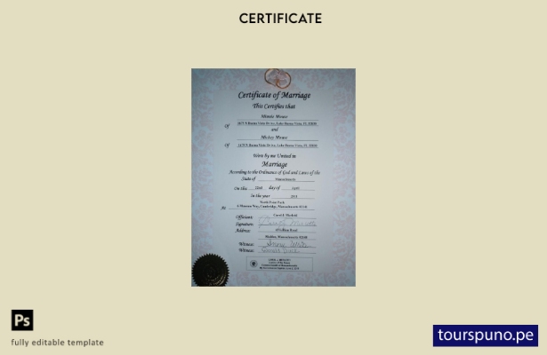 listo para imprimir plantilla de certificado de matrimonio de la Commonwealth de